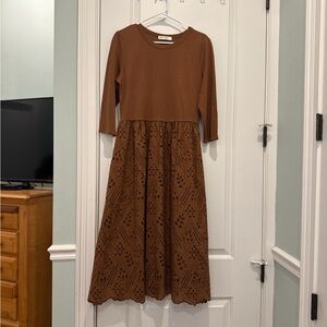Grace Karin Brown Long Sleeve Lace Dress